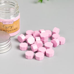 Цена за 2 шт. Сургуч в гранулах в баночке Восьмигранник телесный розовый 9 гр 4,5х3х3 см - Арт узор фото 2