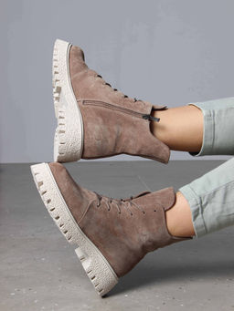 Ботинки 228.V.1541be. Коричневый капучино замша/Мех