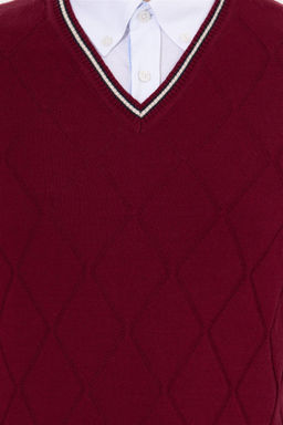 U. S. Polo Assn Мужской бордовый трикотажный свитер с v-образным вырезом - U.s. polo assn фото 13