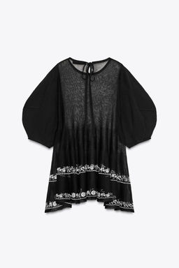 EMBROIDERED FINE KNIT LONG BLOUSE - Zara фото 5
