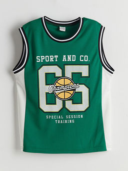 Bisiklet Yaka Bask?l? Erkek ?ocuk Atlet