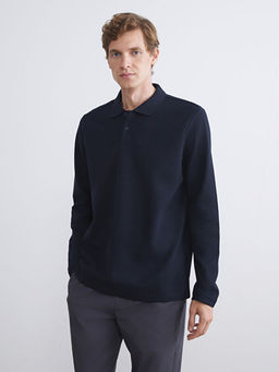 Polo Yaka Uzun Kollu Erkek Sweatshirt