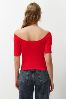 Nar Cicegi Kalp Yaka K?sa Kollu Regular/Normal Kal?p Bluz TWOSS24BZ00561