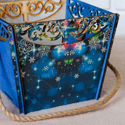 Кашпо деревянное Корзина, новый год, самосборное, ручка- шнур, 17,917,314,2 см - Дарим красиво фото 3