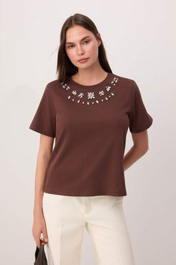 Beyaz Regular/Normal Kal?p Aksesuar Detayl? Tok %100 Pamuk Orme T-Shirt TWOSS26TS00007 - Trendyolmilla фото 13