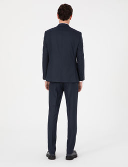 Lacivert Slim Fit _izgili Tak_m Elbise
