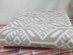 Одеяло байковое 140*205 жаккард "Норвежские узоры" цв. беж (Россия ВВТ)