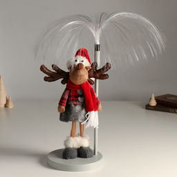 Интерьерная кукла текстильная свет Лосик девочка в клетчатой кофте, серой юбке, у фонаря, 17?17?43.5 см - Simaland фото 2