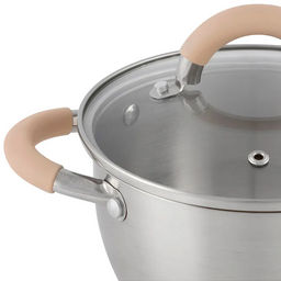 Кастрюля Fortuna 2.5 л, нерж сталь с крышкой, матовый корпус, ручки с силиконом арт.007218 /Mallony/  фото 4