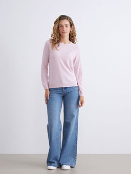 Bisiklet Yaka ?i?ekli Kad?n Triko Kazak