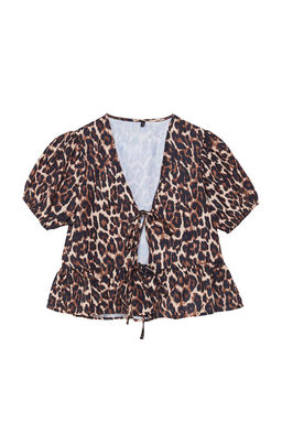 TRENDYOLMILLA Kahverengi Leopar Desenli Baglamal? Cif Tarafl? Dokuma Gomlek TWOSS24GO00233  фото 6