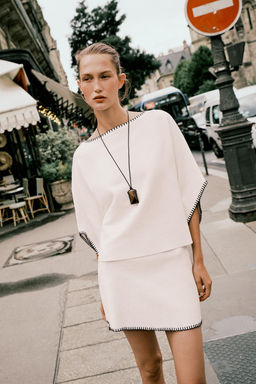 CONTRAST EMBROIDERY KNIT TOP - Zara фото 6