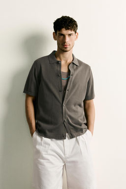 CAMISA PUNTO RELAXED FIT / Verde gris - Zara фото 2
