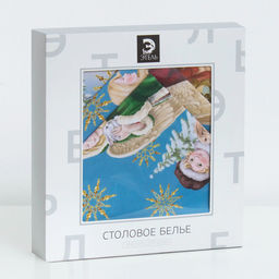 Набор новогодний Christmas time: скатерть 150×110 см +/-3 см с ГМВО, салфетка 40×40 см-4 шт., 100% хлопок