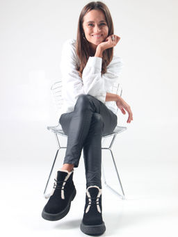 Ботинки 308.агатаbl. черный замша/Шерсть