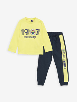 Bisiklet Yaka Fenerbah?e Bask?l? Erkek Bebek Sweatshirt ve E?ofman Alt? Tak?m
