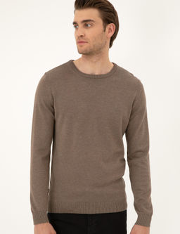 Vizon Melanj Slim Fit Bisiklet Yaka Basic Triko Kazak