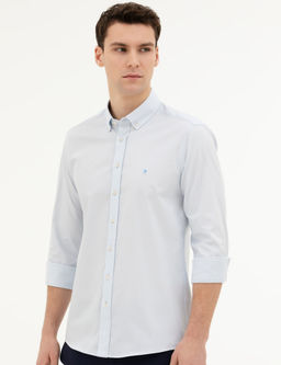 A__k Mavi Slim Fit Uzun Kollu G_mlek