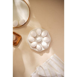 Подставка для яиц SL Home «Пасхальные кролики», 19×9 см, 8 ячеек, керамика, белая