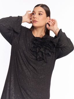 Платье вечернее с цветком 1PP51727BLK60