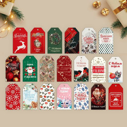 Цена за 20 шт. Открытка-шильдик на подарок С Новым годом!, МИКС