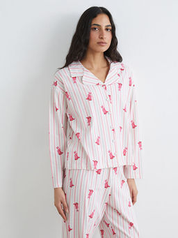 G?mlek Yaka Desenli Kad?n Pijama Tak?m