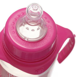 Бутылочка для кормления малыша M&B Baby, классическое горло, с ручками, от 3 мес, 250 мл., цилиндр