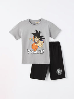 Bisiklet Yaka Dragon Ball Bask?l? Erkek ?ocuk ?ortlu Pijama Tak?m?