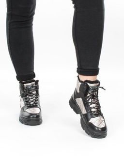 2222-4 BLACK Ботинки зимние женские