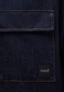 Lacivert Denim Gomlek - Mavi фото 7