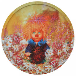 Поднос металлический "В поле ромашек" д20см, круглый, (тарелка) (Россия)