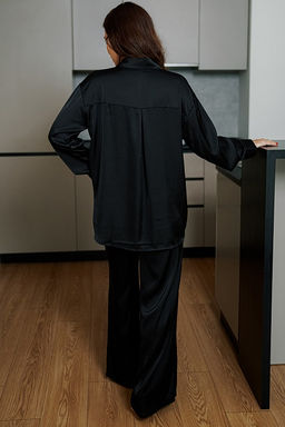 7149 пижама брюки и рубашка черного цвета