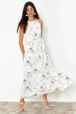 TRENDYOLMILLA Siyah Animal Shift Shally Maxi Dokuma Elbise TWOSS24EL00872 фото 13