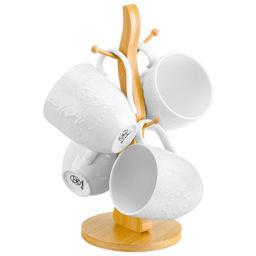 Набор кружек 4 пр. 320 мл 12*8,5*9,5 см "Жемчуг" на дерев. подставке