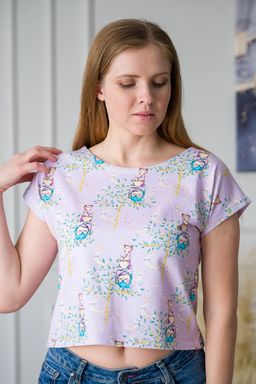 Футболка женская из кулирки с лайкрой Совята розовый - Амадэль фото 5