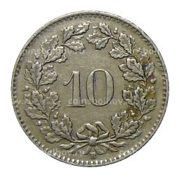 Монета 10 раппенов 1943 года Швейцария