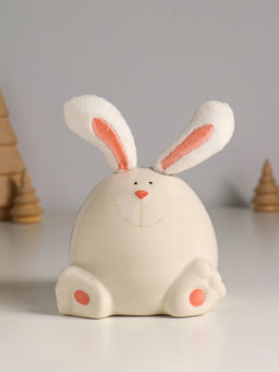 Фигурка керамика, текстиль Зайчик круглый, белый, 9?9.5?12 см