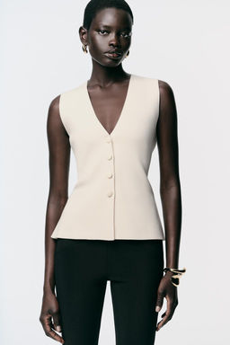 BUTTONED KNIT WAISTCOAT WITH COVERED BUTTONS - Zara фото 11