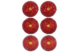Набор 6 новогодних шаров 9,5*9,5 см Красный - Elan gallery фото 5
