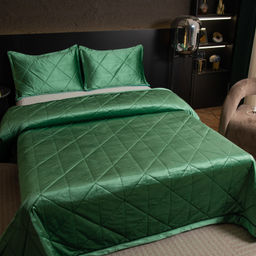 Велюровое покрывало в клетку и две наволочки OVL049 160*220/50-70 1 шт - Ситрейд фото 7