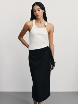 Юбка миди на запах изо льна / Zarina  фото 2