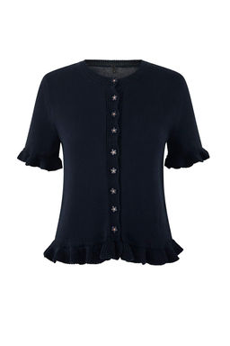 Teen Lacivert Cicek Dugme Detayl? Bisiklet Yaka Triko Bluz TWOSS26BZ00119