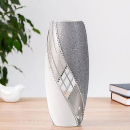 Ваза «Юнона», h=26×11 см, d=7.5 см, стекло, серебро, МИКС