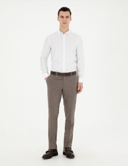 A__k Kahverengi Slim Fit Kuma_ Pantolon