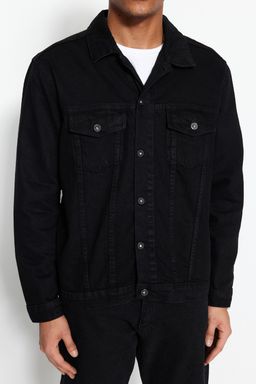 TRENDYOL MAN Siyah Regular Fit Basic Denim Ceket TMNAW22CE0019 - Trendyolmilla фото 4