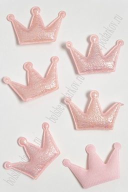 Патч с переливом "Корона" 6,5*4,5 см (10 шт) SF-3781, нежно-розовый