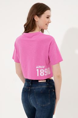 U. S. Polo Assn Женская розовая укороченная футболка с круглым вырезом - U.s. polo assn фото 5