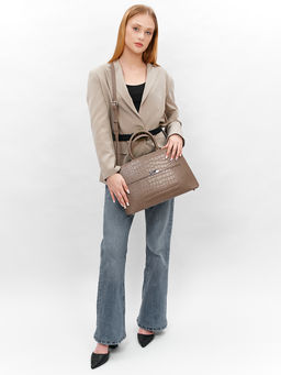 LACCOMA сумка НИ8099-серый натуральная кожа хлопок