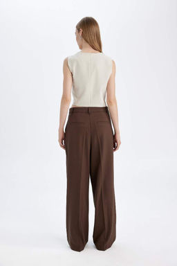 Широкие фланелевые брюки стандартной длины с высокой талией и карманами - Defacto фото 8