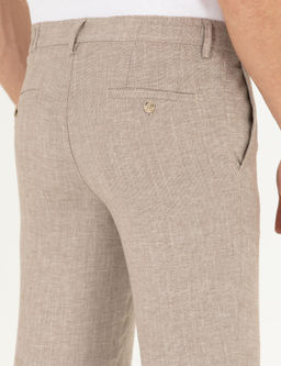 A__k Kahverengi Keten Kar___ml_ Jogger Kuma_ Pantolon - Pierre cardin фото 7